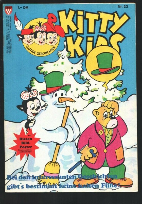 Kitty Kids #20 1980's-Cartoon type humor-German edition-Poster still attached-FN