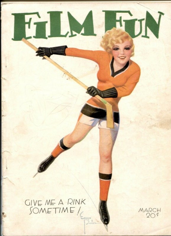 Film Fun March 1932- Enoch Bolles hockey cover FR