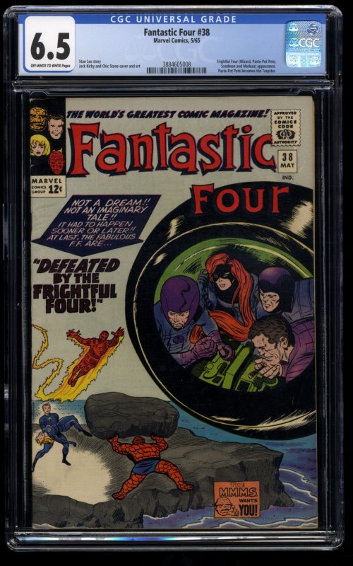 Fantastic Four #38 CGC FN+ 6.5 Off White to White