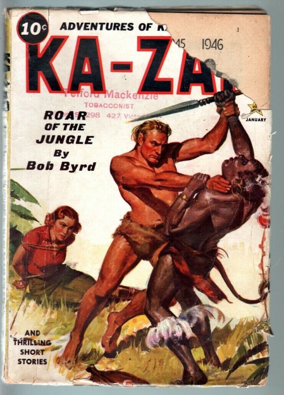 KA-ZAR JAN 1937-MARVEL MYSTERY COMICS CHARACTER-RARE PULP!-G/VG G/VG