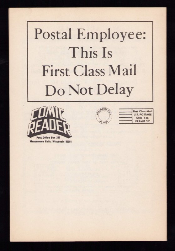 The Comic Reader # 125 - The Spirit Cover art by Will Eisner (8.5) 1975