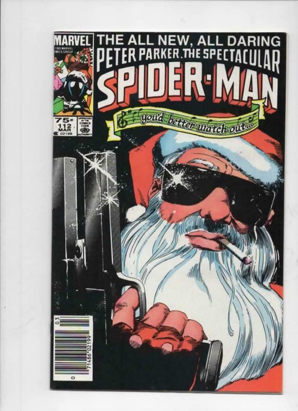 Peter Parker SPECTACULAR SPIDER-MAN #112 VF+, Santa 1976 1986 more in store UPC 