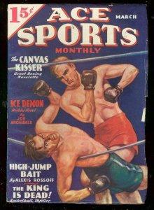 ACE SPORTS PULPS MARCH 1936-DESOTO BOXING COVER-HOCKEY FN