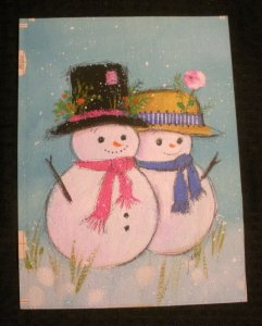 Miniature Snowman with Pink Hat