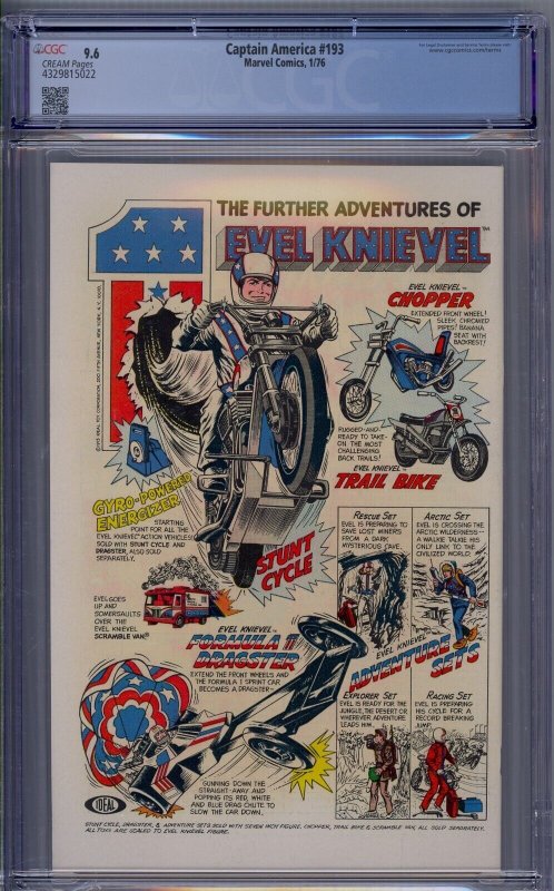 Captain America #193 1976 Marvel Comics CGC 9.6 1st app Madbomb 022