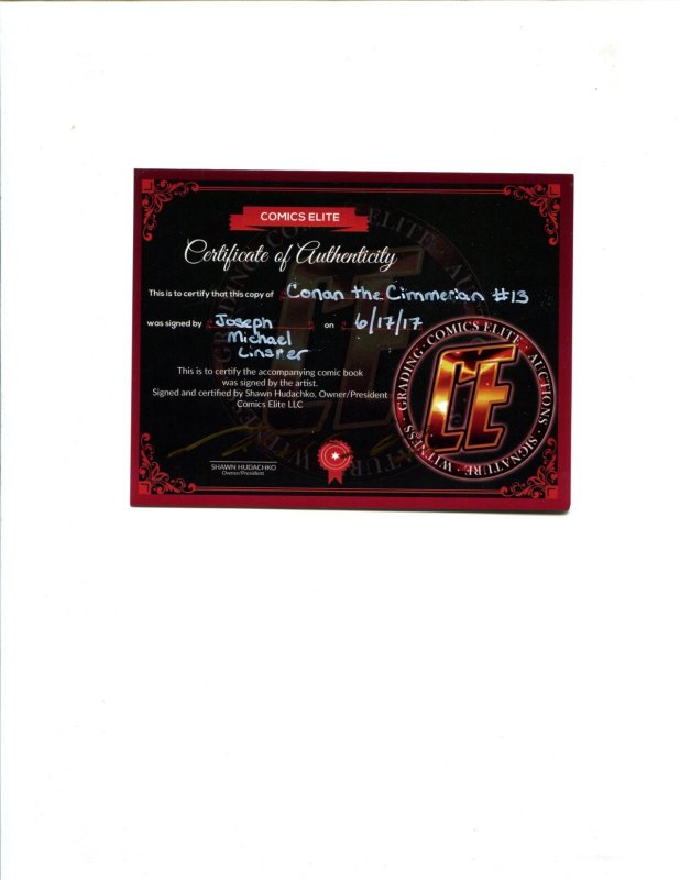 Conan: The Cimmerian #13 - SIGNED BY JOSEPH MICHAEL LINSNER W/COA! (9.2) 2017