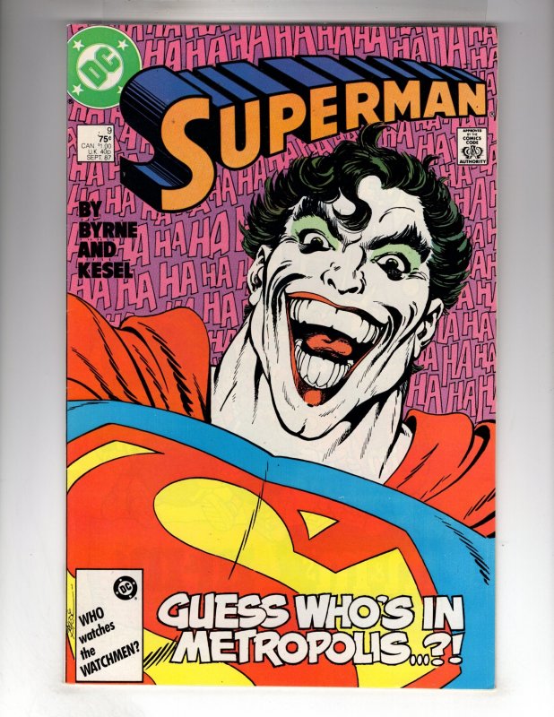 Superman #9 (1987) VF/VF+ Joker Appearance! John Byrne / ID#856