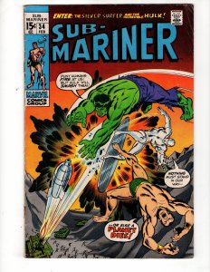 Sub-Mariner #34 (1971) PRELUDE TO THE DEFENDERS TEAM! Silver Surfer! / ID#723