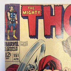 Thor #151 1968 VG. Classic Kirby Cover. Destroyer. Origin Of Triton. In Humans?