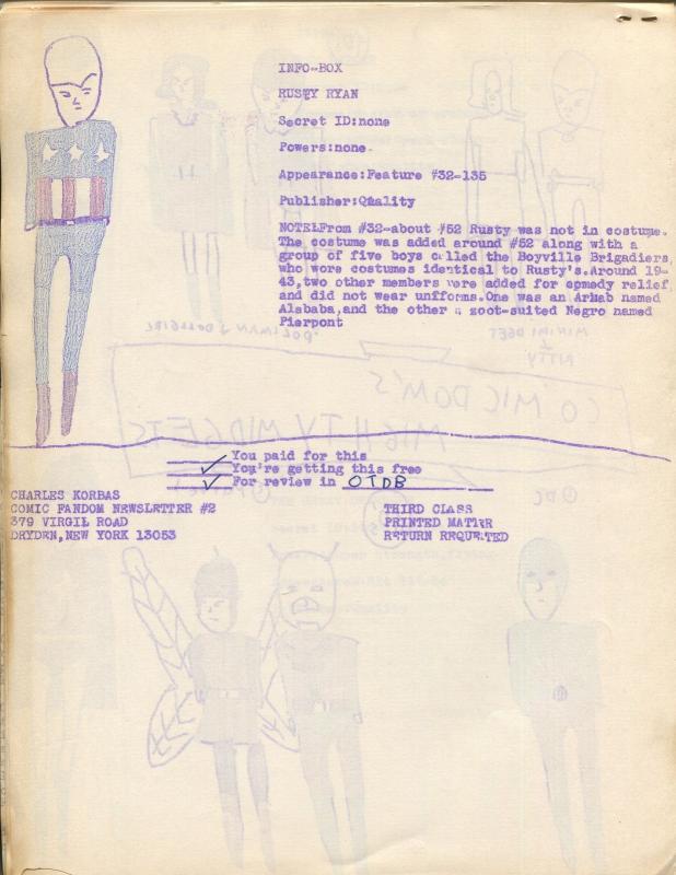 Comic Fandom News-Letter #2 1964-Charles Korbas-superhero illustartions-FN-