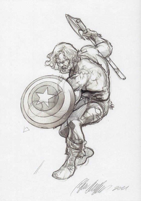 Captain America Nomad Drawing - 2021 Signed art by Felipe Massafera