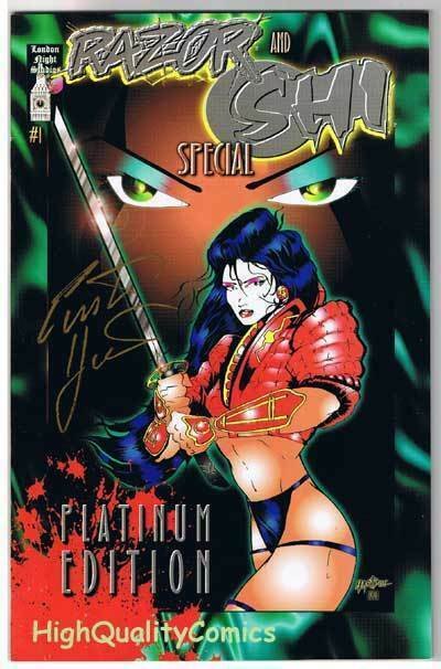 RAZOR & SHI #1, NM-, Platinum, Signed by Hartsoe, 1994, more indies in store