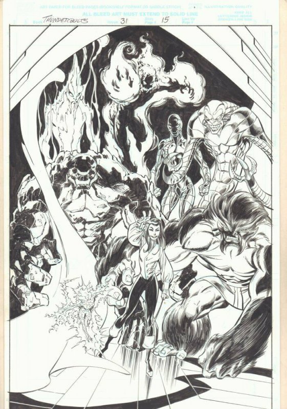 Thunderbolts #31 p.15 - Brute Force Splash - 1999 art by Mark Bagley