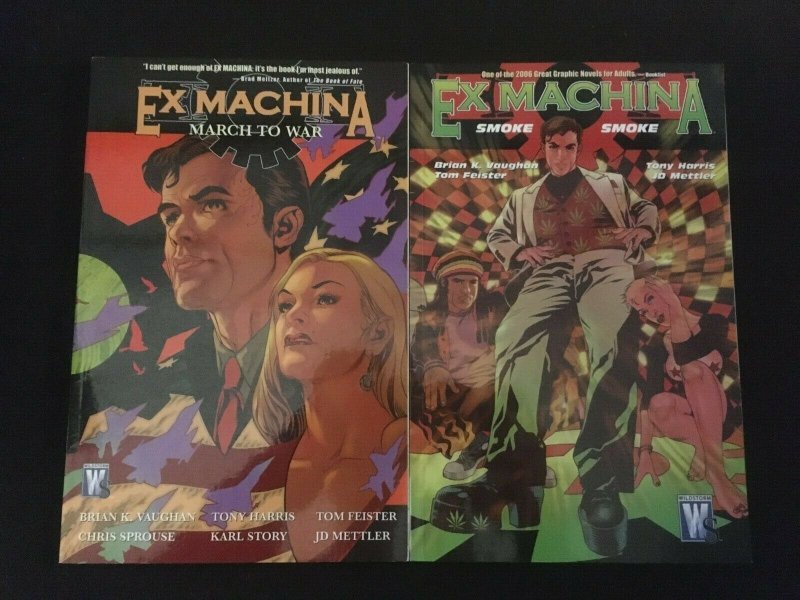 EX MACHINA Vol. 4: MARCH TO WAR, Vol. 5: SMOKE SMOKE Trade Paperbacks