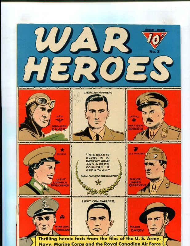 (1943) War Heroes #3 - PRO-RUSSIA BACK COVER (8.0/8.5)