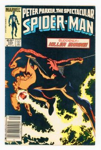 Spectacular Spider-Man #102 Killer Shrike Newsstand VF-