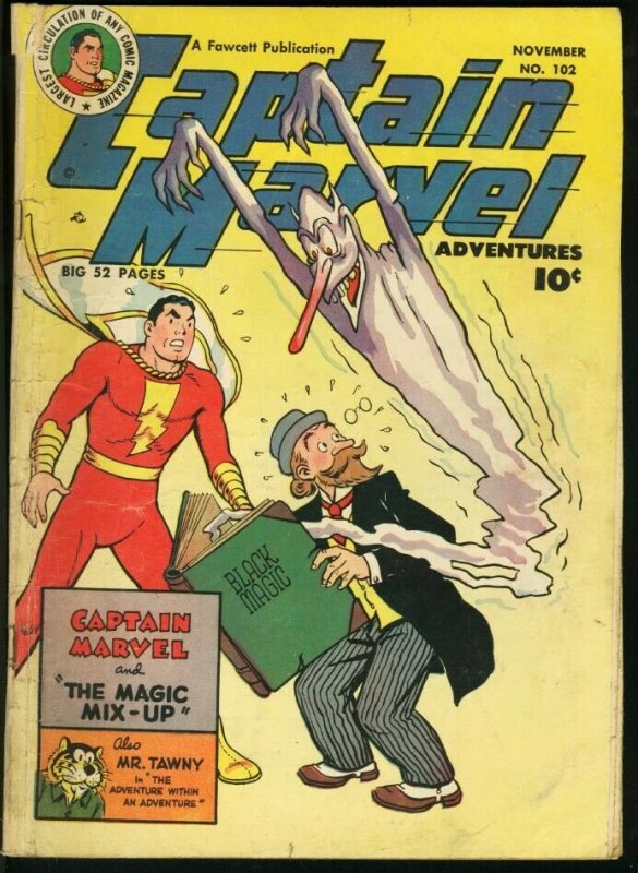 CAPTAIN MARVEL ADVENTURES-1949-FAWCETT-BLACK MAGIC CVR VG 