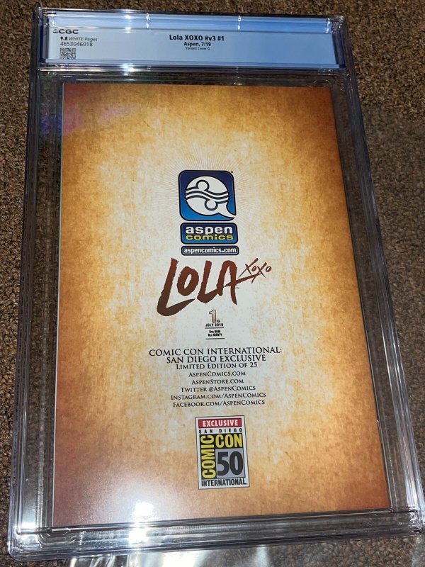 Lola Xoxo #1, Siya Oum SDCC 2019 Variant, Limited to 25, CGC Graded 9.8