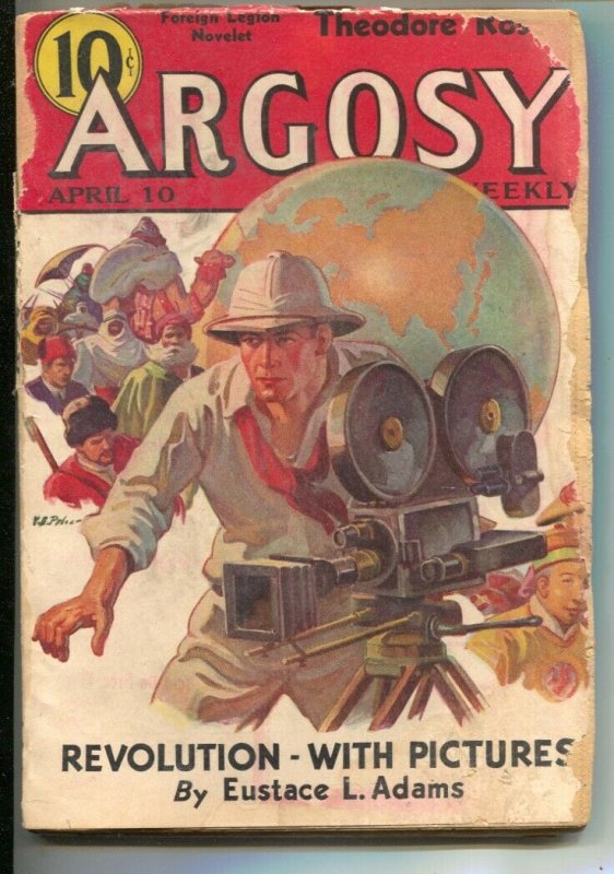 Argosy 4/10/1937-Munsey-Movie camera cover-Carnival Queen-foreign legion-FR 