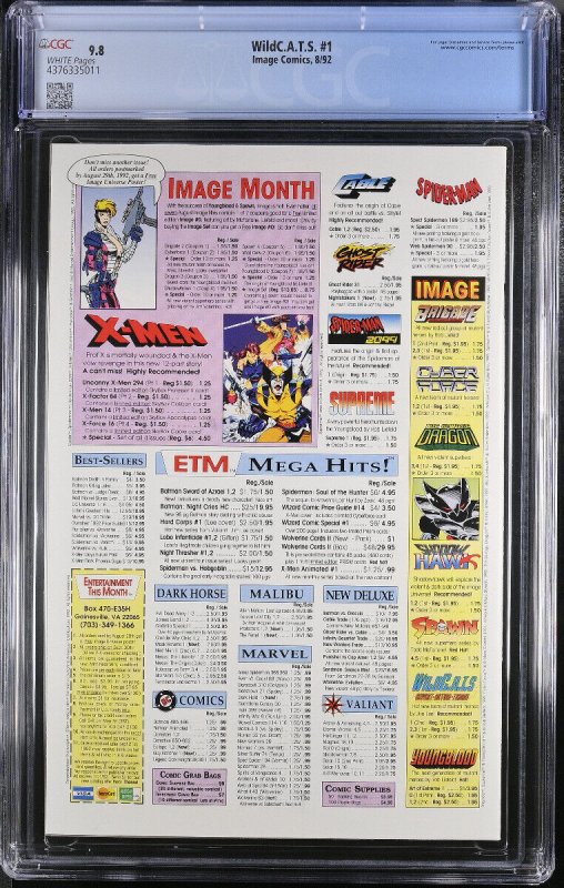 WildC.A.T.S.: Covert Action Teams #1-- CGC 9.8 --1992-- Image -- 4376335011