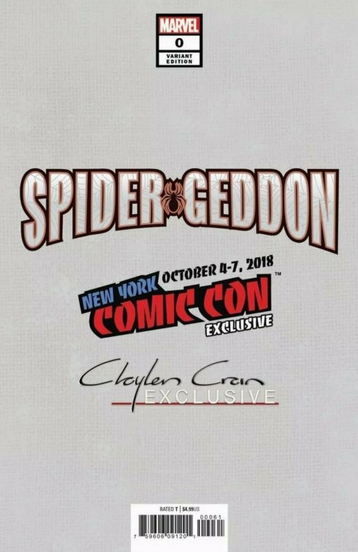 ?SPIDERGEDDON 0 CLAYTON CRAIN EXCLUSIVE VIRGIN VARIANT SET 1ST PS4 SPIDERMAN