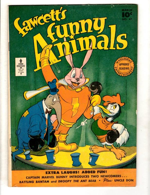 Fawcett's Funny Animals # 47 VG/FN Comic Book Captain Marvel Bunny Ant Bear JL16