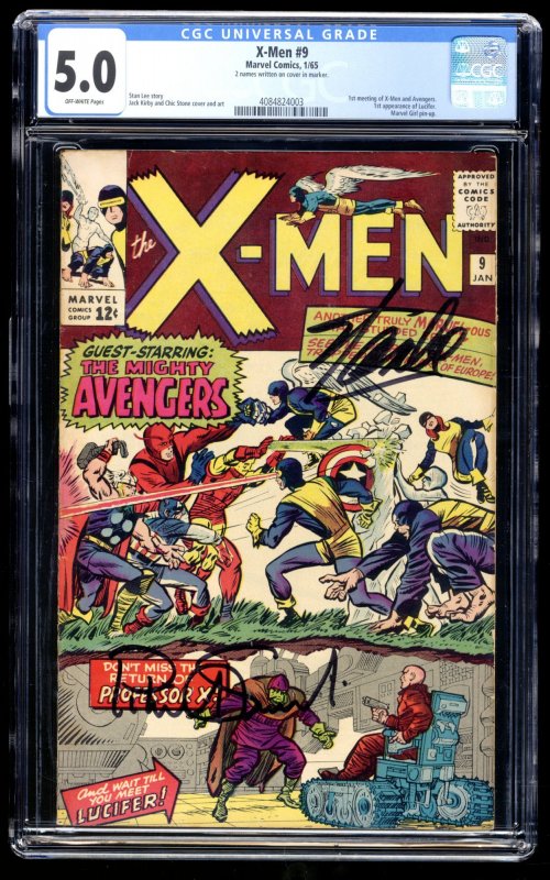 X-Men #9 CGC VG/FN 5.0 Signed Stan Lee Patrick Stewart!