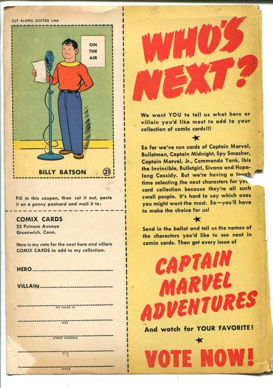 Captain Marvel Adventures #20 1943-Fawcett-Hitler-Dr Sivana-Billy Batson card-P