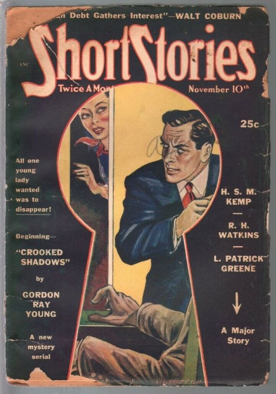 Short Stories Pulp 11/10/1947-keyhole crime cover-horror detective-G-