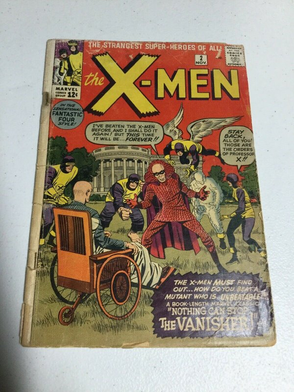 X-Men 2 Gd- Good- 1.8 Signed By Stan Lee Inner Page First Vanisher Silver Age