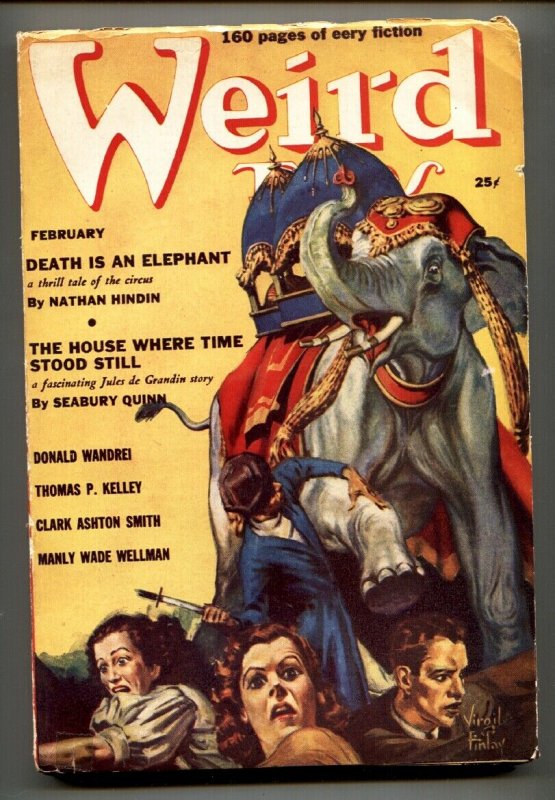 Weird Tales Pulp February 1939- Virgil Finlay-Death is an Elephant FN- 