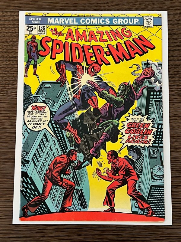 The Amazing Spider-Man #136 (1974). F/VF. 1st app Harry Osbourne as Green Goblin
