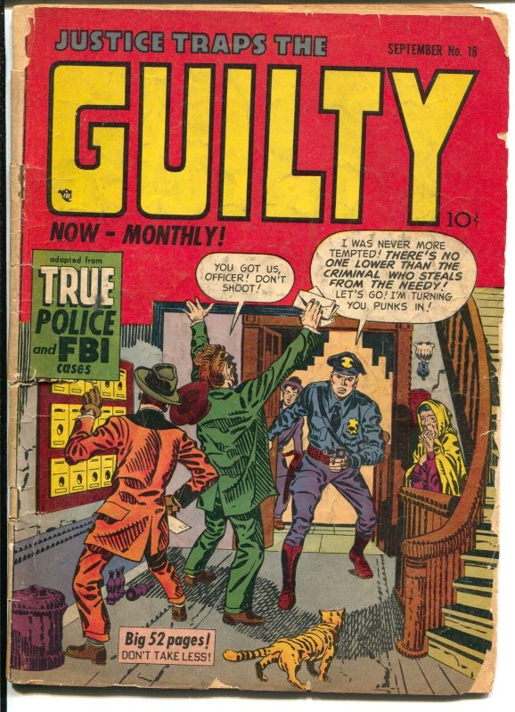 Justice Traps The Guilty #18 1950-Jack Kirby-Simon-Severin-Elder-crime cover-FR