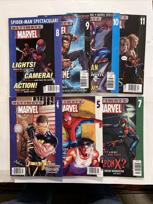 LOT OF 7 ULTIMATE MARVEL MAGAZINE #4 5 7-11 Heavy Wear See Pictures 