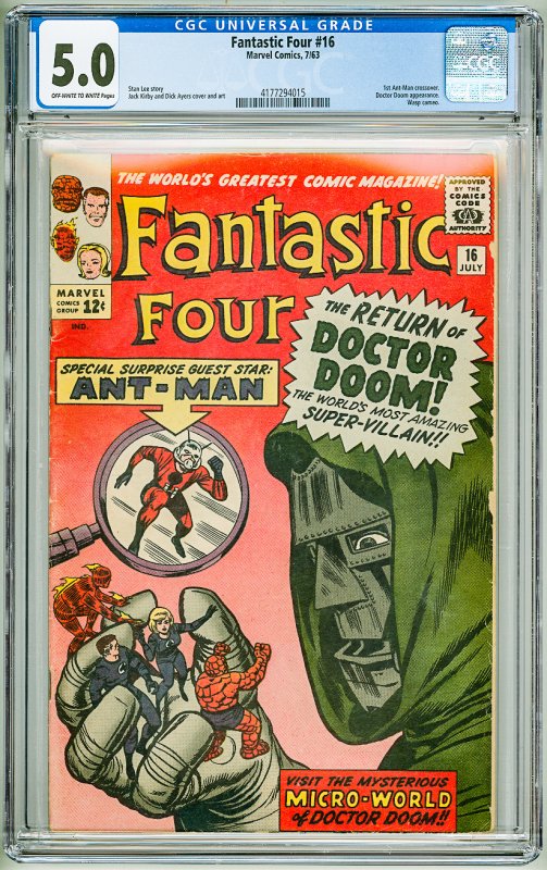 Fantastic Four #16 (1963) CGC 5.0! OWW Pages!