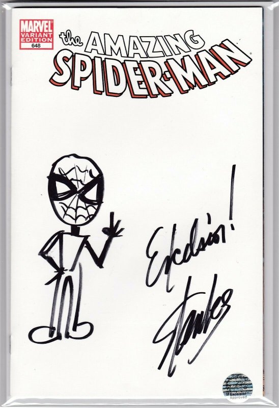 The Amazing Spider-Man #648  Stan Lee Signed Sketch & Remark Excelsior! RARE!