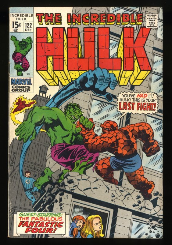 Incredible Hulk #122 FN- 5.5 Hulk Thing Battle! Fantastic Four!