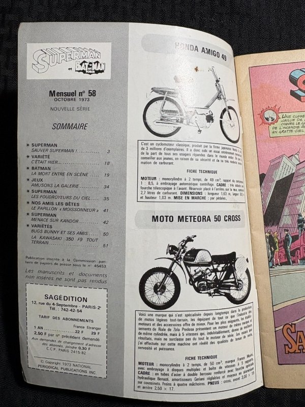 1973 SUPERMAN BATMAN & ROBIN French Comic #58 VG- 3.5 Irv Norvick