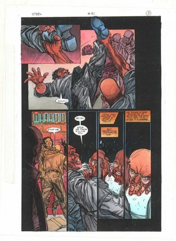 Steel #41 p.2 Color Guide Art - John Irons in Jail Fight - 1997 by John Kalisz