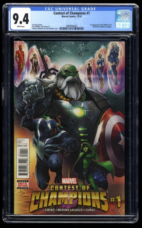 Contest of Champions (2015) #1 CGC NM 9.4 1st Appearance White Fox Guillotine!