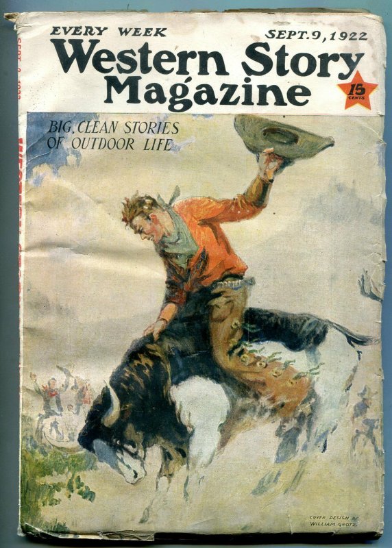 Western Story Magazine Pulp September 3 1922- Grotz cover VG