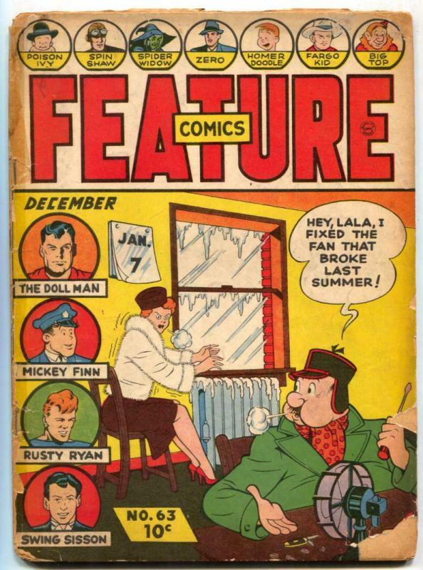 Feature Comics #63 1942 1941- DOLLMAN- Spider Widow glue FAIR