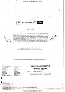 Telequipment D67A Manual Schematics. Mauritron #452