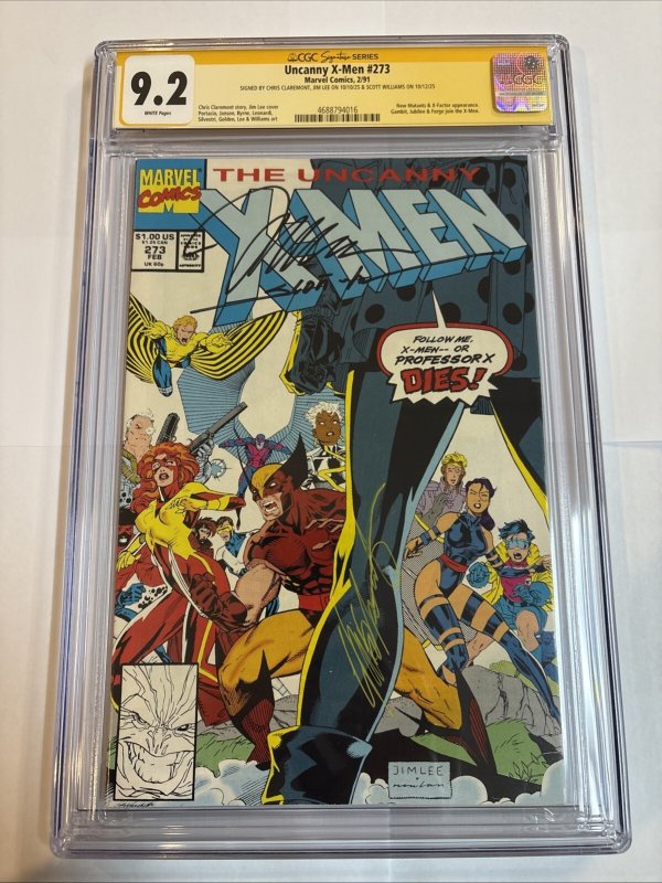 Uncanny X-Men (1991) #273  (CGC 9.2 SS) Signed Jim Lee Scott Williams Claremont