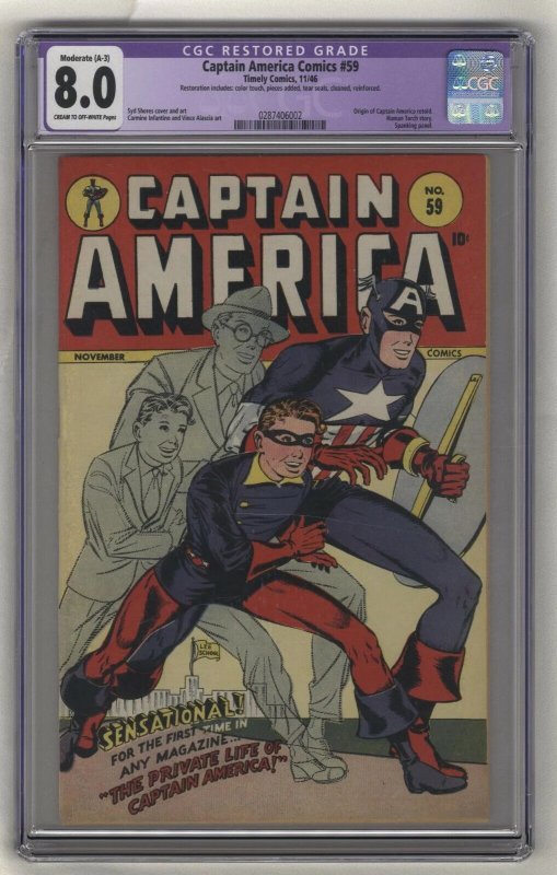 Captain America Comics #59 (1946) - CGC 8.0 Moderate Restoration - Origin Retold