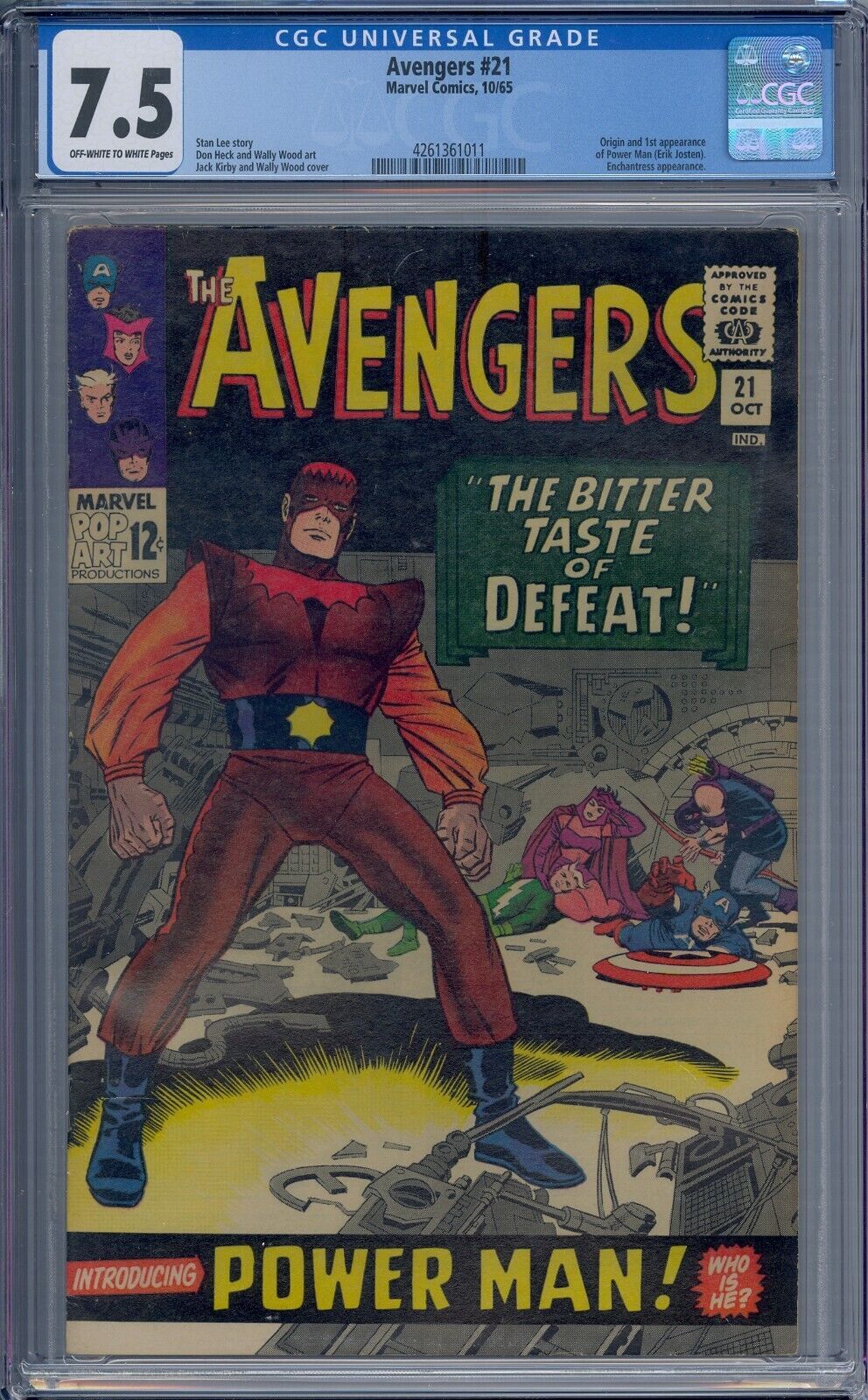 Avengers #21 CGC 7.5 1st Power MAN Erik Josten Enchantress Jack Kirby ...