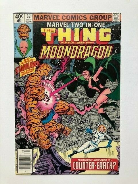 MARVEL Two in one THE THING combats MOONDRAGON #62 newsstand ed.FINE (A292)