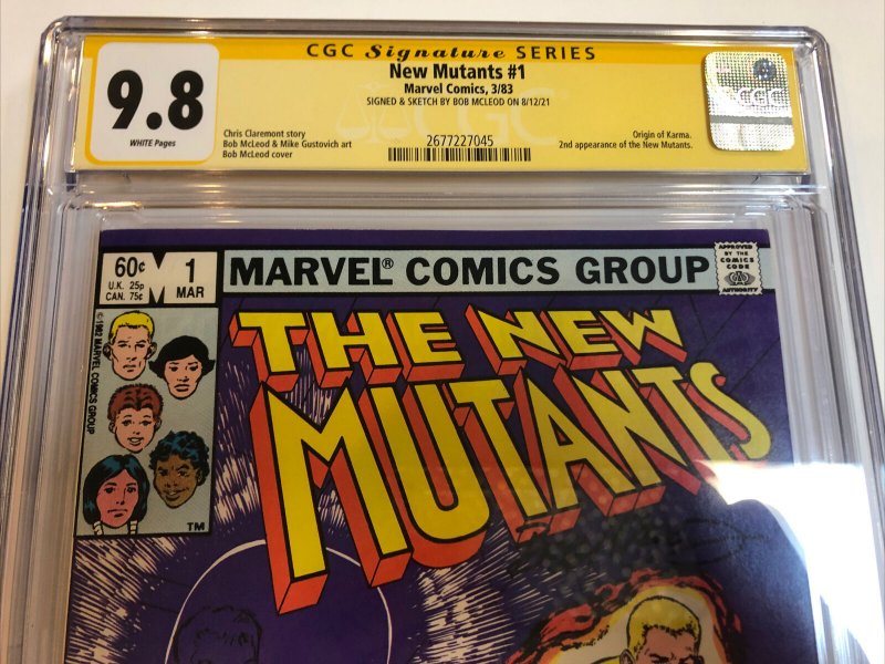 New Mutants (1983) # 1 (CGC 9.8 WP) Signed & Sketch Bob McLeod | 2nd App NM