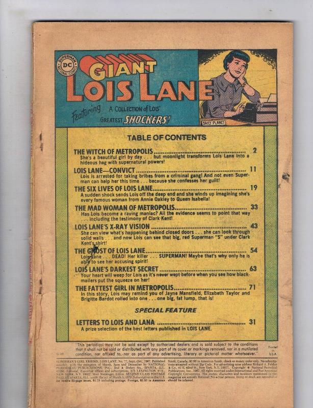 Supermans Girl Friend Lois Lane #77 PR DC Comics Giant Comic Book Sept 1967 DE34