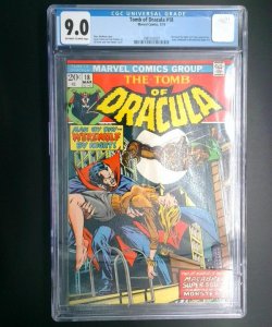 Tomb of Dracula #18, CGC 9.0, 1st Dracula vs WBN Marvel Comics, 1974